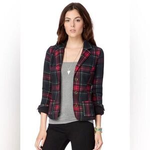 AEROPOSTALE ladies Scotch Plaid Lined Blazer Jacket POCKETS buttons